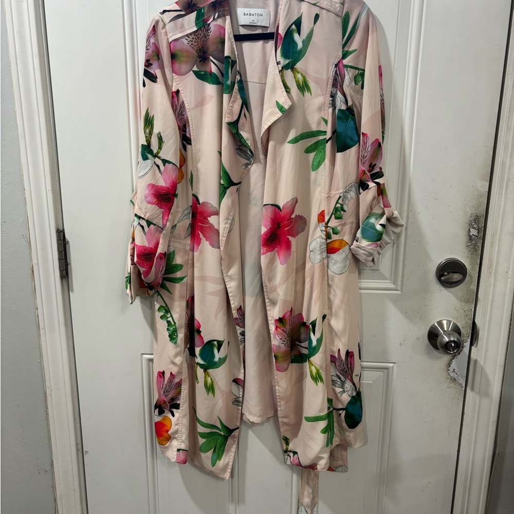Aritzia Babaton Blush Floral Trench style Jacket